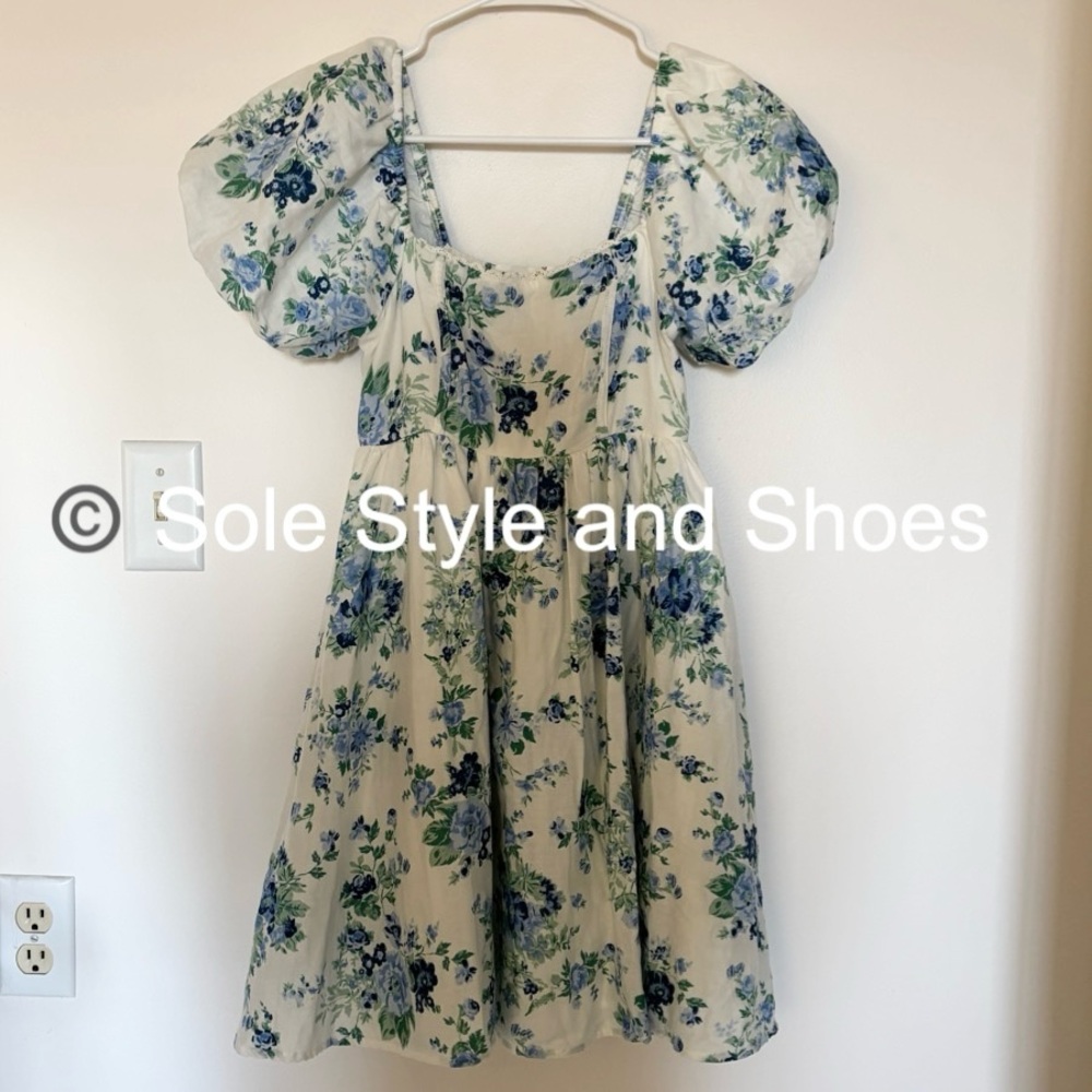 Altar'd State Floral Mini Dress with Puff Sleeves XS NWOT